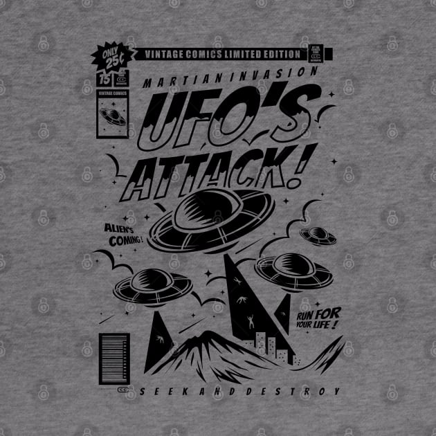 UFO Series: UFO Martian Invasion - Dark Comic Ink Style by Jarecrow 